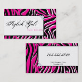 ピンクのヘアーサロンのシマウマのプリントのモダンな名刺 名刺 (正面/裏面)
