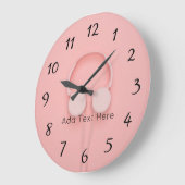 ピンクのヘッドフォン（ワイヤ付き） ラージ壁時計 (傾斜)