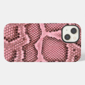 ピンクのヘビ革 iPhoneケース (裏面横)