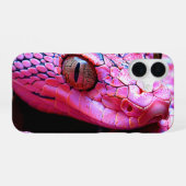 ピンクのヘビ iPhone 16ケース (裏面横)