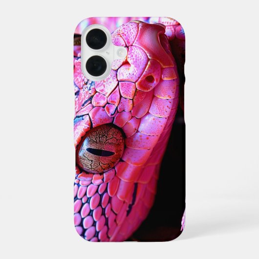 ピンクのヘビ iPhone 16ケース (裏面)
