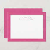 ピンクのヘリンボーンツイードのフレームシンプルパーソナル ノートカード (正面/裏面)