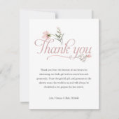 ピンクのベイビーガールシャワーワイルドフラワーの感謝カード サンキューカード (正面)