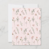 ピンクのベイビーガールシャワーワイルドフラワーの感謝カード サンキューカード (裏面)