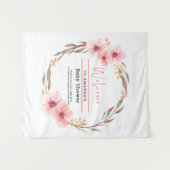 ピンクのベイビーシャワー ワイルドフラワーがやってくる タペストリー (正面(横))