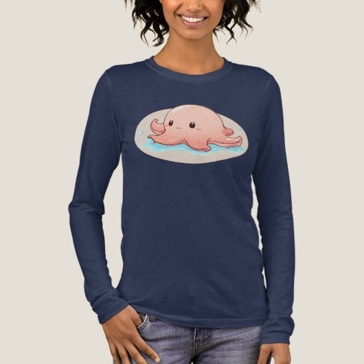 ピンクのベイビー・タコのイラスト トライブレンドTシャツ (正面)