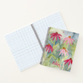 ピンクのベニバナの水彩画パーソナライズされた帳 ノートブック (内部)