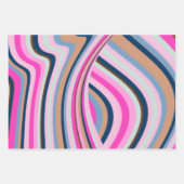 ピンクのベネチアンブルーとシダーの花の水彩 ラッピングペーパーシート (正面2)