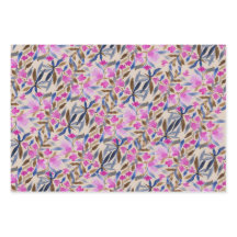 ピンクのベネチアンブルーとシダーの花の水彩