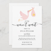 ピンクのベビモダンーシャワースプリンクキャンセルカード 招待状 (正面/裏面)