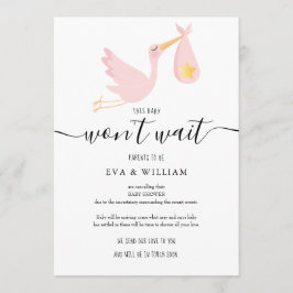 ピンクのベビモダンーシャワースプリンクキャンセルカード 招待状