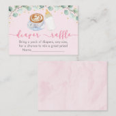 ピンクのベビーがコーヒーおむつラッフルを醸造している エンクロージャーカード (正面/裏面)