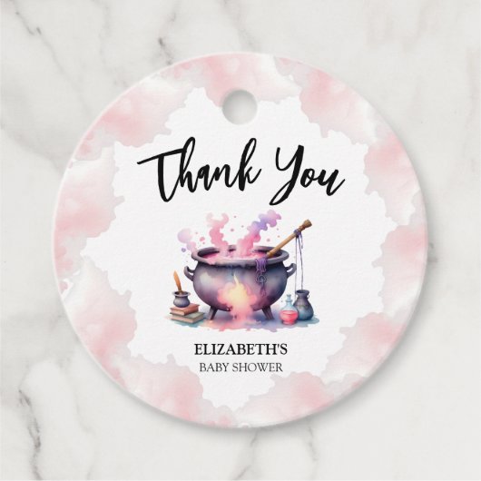 ピンクのベビーが赤ちゃんシャワーを醸造ありがとう フェイバータグ (正面)