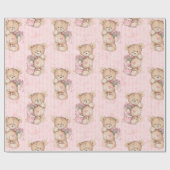 ピンクのベビーくまのラッピングペーパー ラッピングペーパー (フラット)