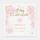 ピンクのベビーその寒い外の冬の赤ちゃんシャワー スタンダードランチョンナプキン (正面)