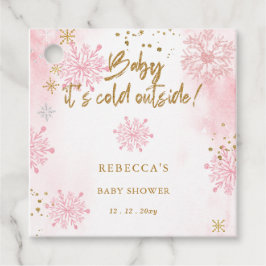 ピンクのベビーその寒い外の冬の赤ちゃんシャワー フェイバータグ