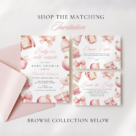 ピンクのベビーそれが冷たい外ベビーおむつラッフル エンクロージャーカード