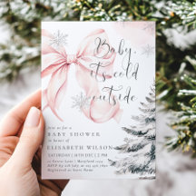 ピンクのベビーそれが寒い外の弓の女の子ベビーシャワー