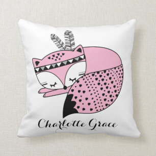 ピンクのベビーのキツネの種族の森林森林子供部屋のギフト クッション