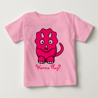 ピンクのベビーのトリケラトプスのTシャツ ベビーTシャツ
