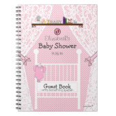 ピンクのベビーの子供部屋のベビーシャワーの来客名簿| ノートブック (正面)