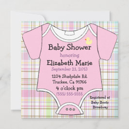 ピンクのベビーの用品類のシャワー 招待状