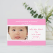 ピンクのベビーの発表カード 案内状 (スタンド正面)