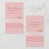 ピンクのベビーの花のチェック点レースのプロファイルカード 名刺 (正面/裏面)