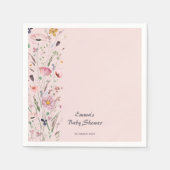 ピンクのベビーの開花ワイルドフラワーベビーシャワー スタンダードカクテルナプキン (正面)