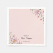 ピンクのベビーの開花ワイルドフラワーベビーシャワー スタンダードカクテルナプキン (正面)