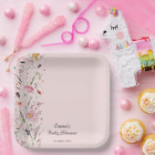 ピンクのベビーの開花ワイルドフラワーベビーシャワー ペーパープレート (パーティー)