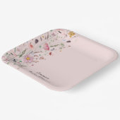 ピンクのベビーの開花ワイルドフラワーベビーシャワー ペーパープレート (傾斜あり)