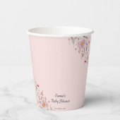 ピンクのベビーの開花ワイルドフラワーベビーシャワー 紙コップ (裏面)