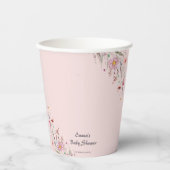 ピンクのベビーの開花ワイルドフラワーベビーシャワー 紙コップ (正面)