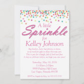 ピンクのベビーはシャワーの招待を振りかけます 招待状 (正面)