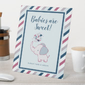 ピンクのベビーは甘い象の赤ちゃんシャワートリート 台座サイン (インサイチュ)