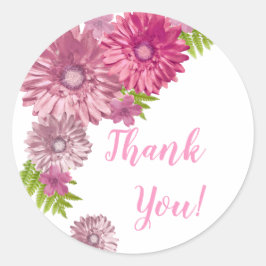 ピンクのベビーイン開花ブランチのシャワーありがとう ラウンドシール