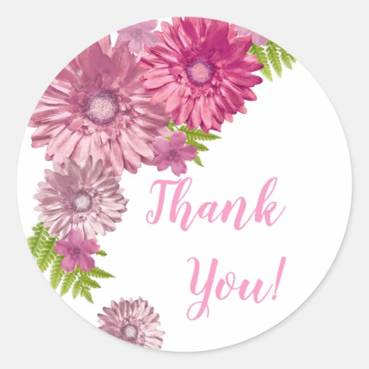 ピンクのベビーイン開花ブランチのシャワーありがとう ラウンドシール (正面)