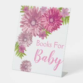 ピンクのベビーイン開花ブランチのシャワーブック 台座サイン