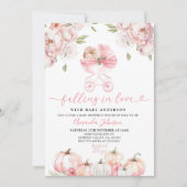 ピンクのベビーカー 秋のベビーシャワー招待状 招待状 (正面)