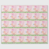 ピンクのベビーガールのためのゴルフ1st誕生日 ラッピングペーパー (フラット)