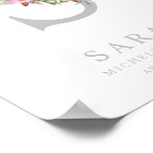 ピンクのベビーガールのためのロマンチックなフローライニシャル ポスター (角)