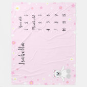 ピンクのベビーガールのマイルストーン フリースブランケット (正面)