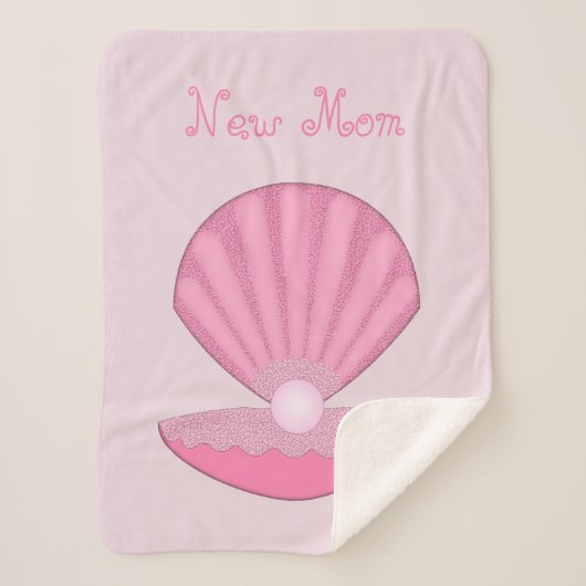 ピンクのベビーガールオイスターシェルと真珠の新しい母 シェルパブランケット (正面)