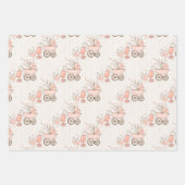 ピンクのベビーガールキャリッジと玩具 ラッピングペーパーシート (正面2)