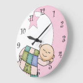 ピンクのベビーガールクロック ラージ壁時計 (傾斜)