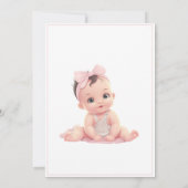 ピンクのベビーガールシャワー招待状 招待状 (裏面)