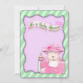 ピンクのベビーガールシャワー 招待状 (正面)