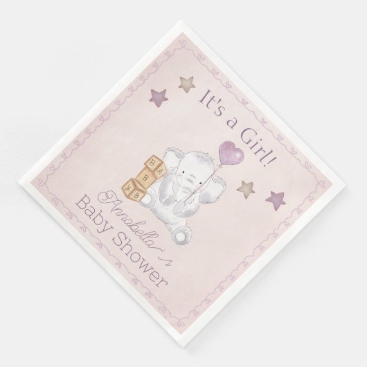 ピンクのベビーガールゾウとバルーンウォーターの色 (コーナー)