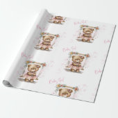 ピンクのベビーガールテディベア赤ちゃんシャワー ラッピングペーパー (アンロールド)